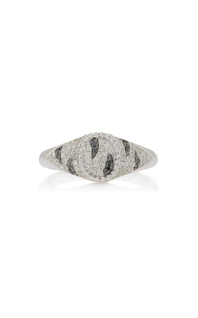 商品Yvonne Leon|Yvonne Leon - Baby Zebra 9K White Gold Diamond Signet Ring - Multi - US 6.5 - Moda Operandi - Gifts For Her,价格¥12720,第1张图片