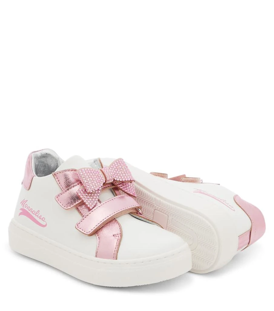 商品MONNALISA|Baby bow-detail leather sneakers,价格¥673,第5张图片详细描述