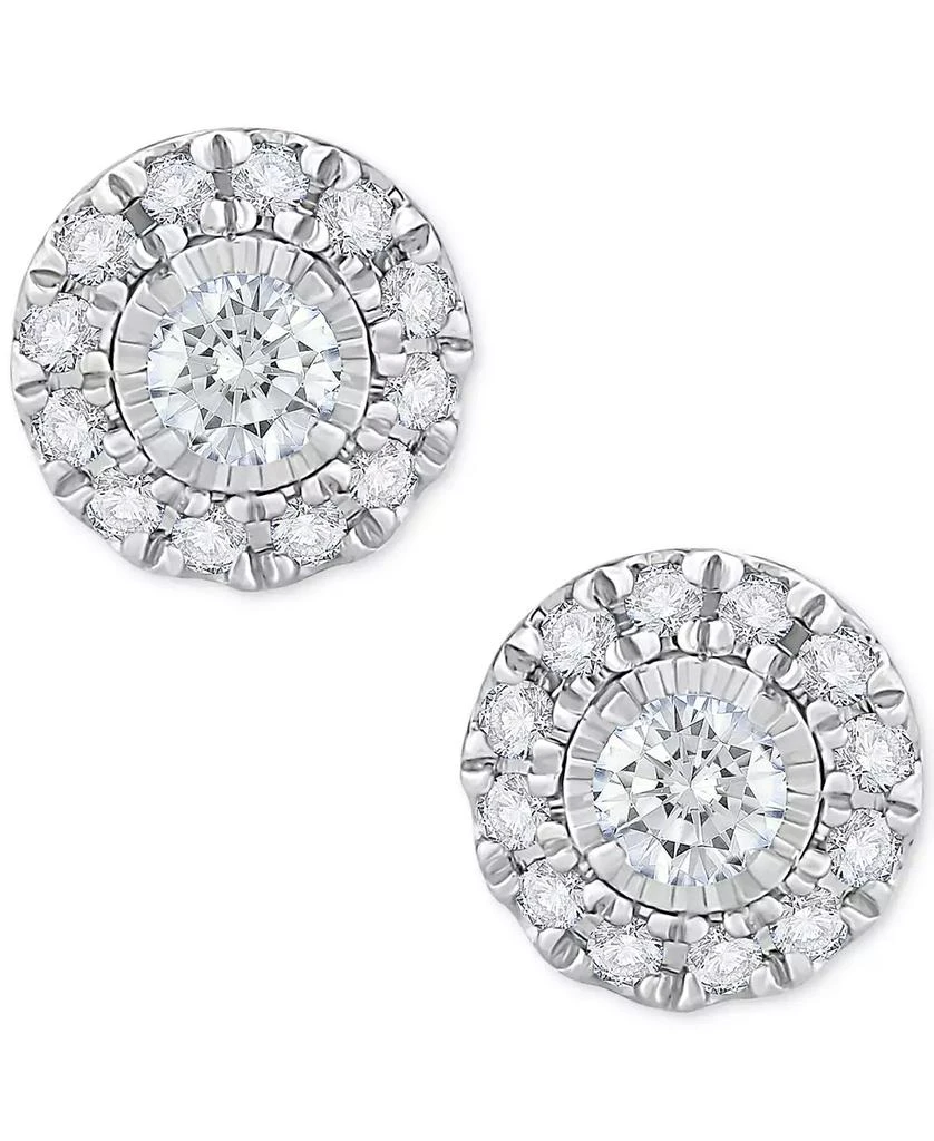 商品Macy's|Diamond Halo Stud Earrings (1/4 ct. t.w.) in 14k White Gold or 14k Gold,价格¥1945,第3张图片详细描述