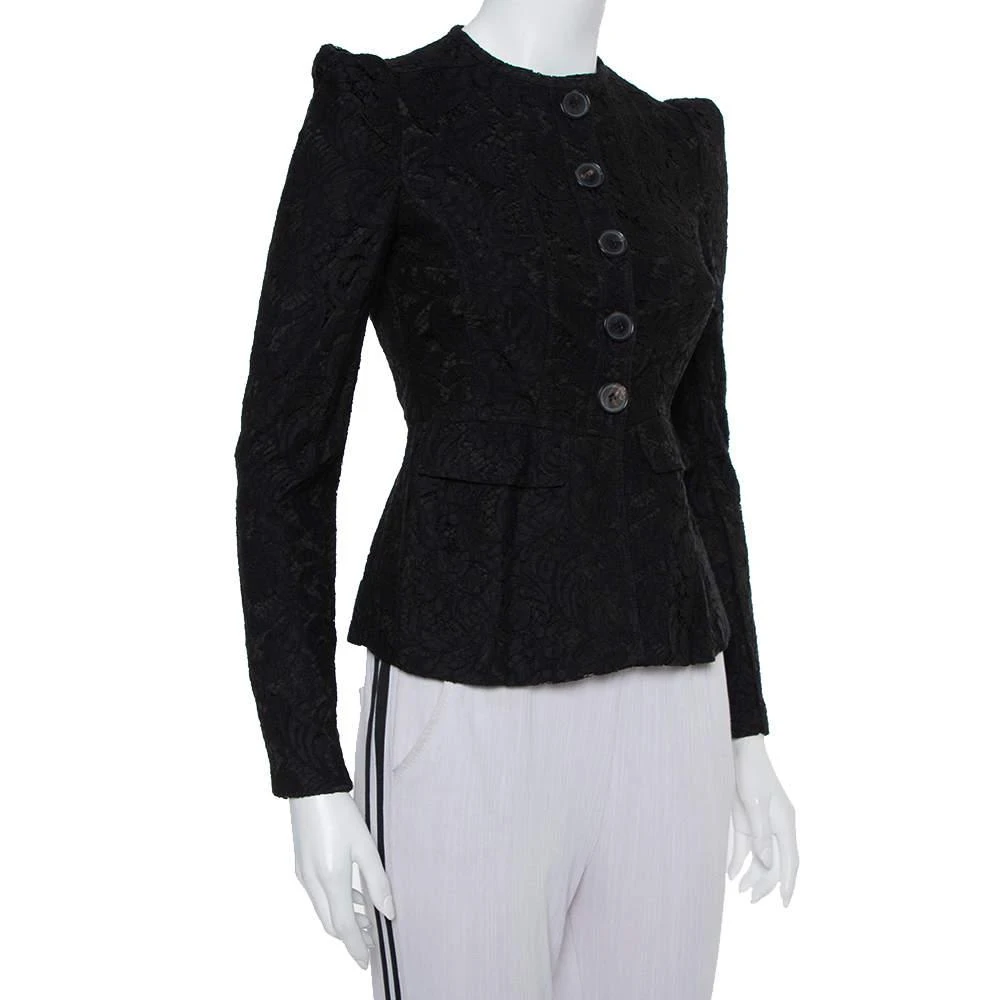 商品[二手商品] Burberry|Burberry Black Lace Button Front Tailored Jacket S,价格¥1576,第2张图片详细描述