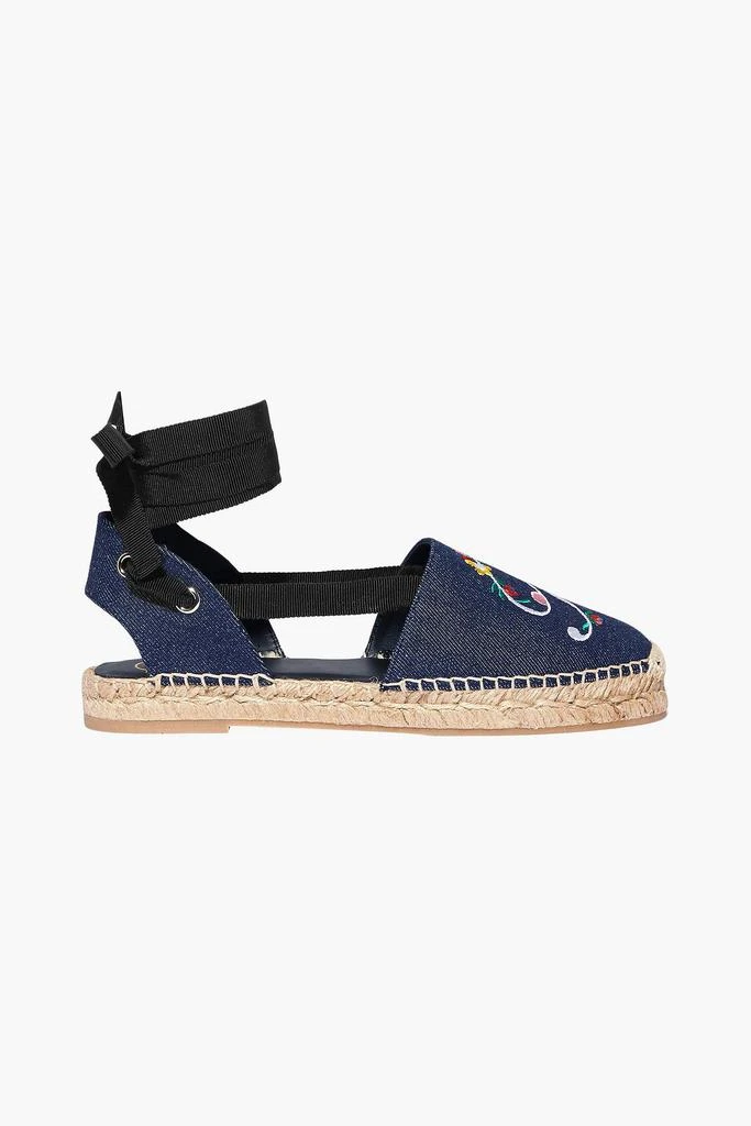 商品Roger Vivier|Blooming Rv embroidered denim espadrilles,价格¥1336,第1张图片