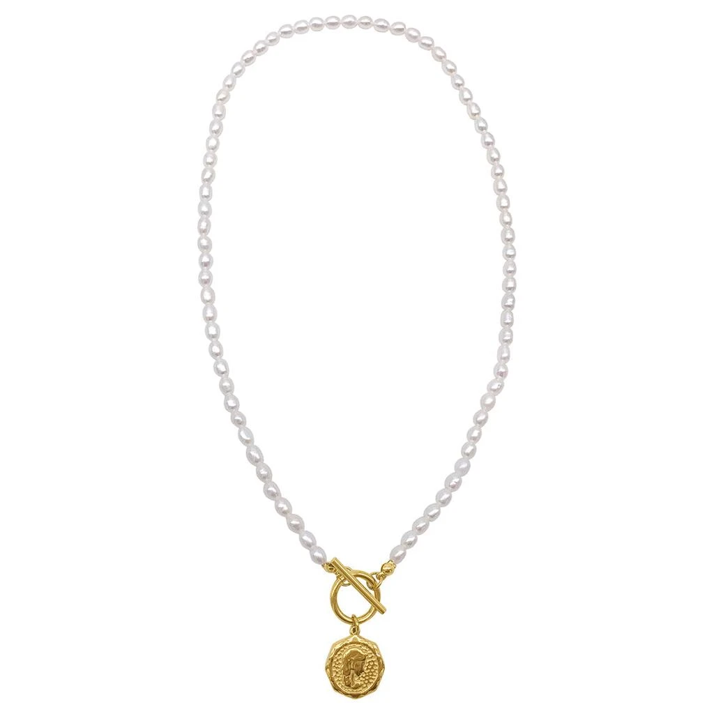 Adornia Adornia Pearl and Coin Toggle Necklace gold 1