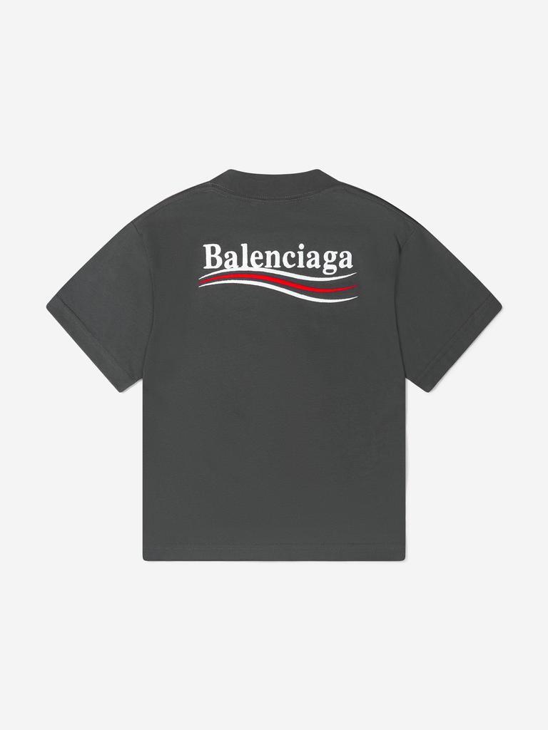 Balenciaga Kids Grey Unisex Organic Cotton Logo T-Shirt商品第4张图片规格展示