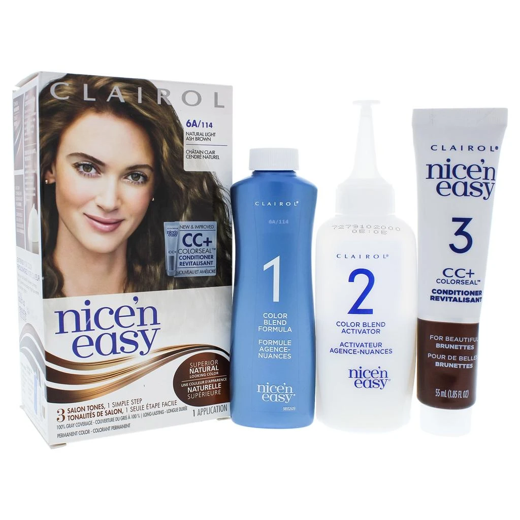 商品Clairol|Nice n Easy Permanent Color - 6A 114 Light Ash Brown For Women 1 Application Hair Color,价格¥103,第1张图片