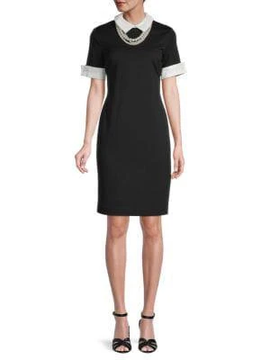 商品Karl Lagerfeld Paris|Faux Pearl Colorblock Sheath Dress,价格¥338,第1张图片