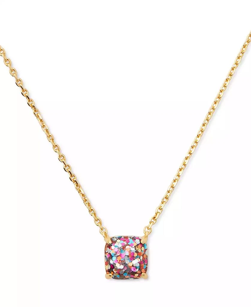 商品Kate Spade|Gold-Tone Square Glitter Stone Mini Pendant Necklace, 17" + 3" extender,价格¥171,第1张图片