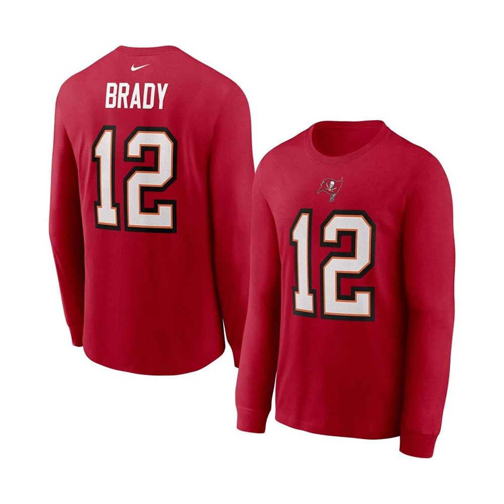 商品NIKE|Men's Tom Brady Red Tampa Bay Buccaneers Player Name Number Long Sleeve T-shirt,价格¥225,第1张图片