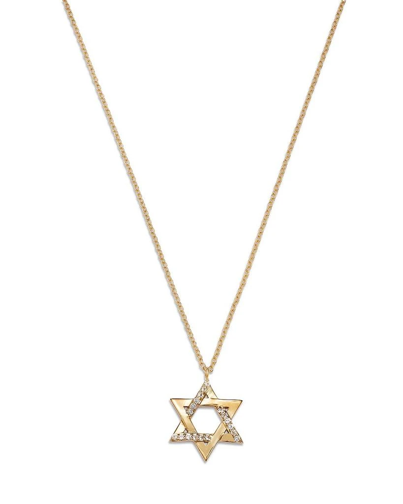 商品Moon & Meadow|14K Yellow Gold White Topaz Star of David Pendant Necklace, 16-18",价格¥4632,第1张图片