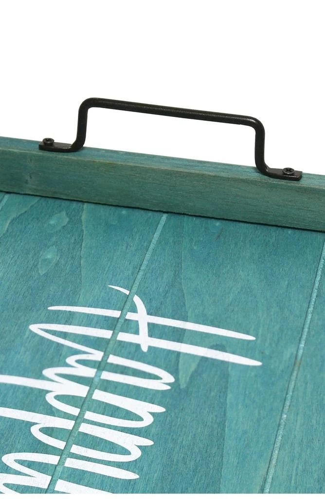 商品LALIA HOME|Decorative Wood Serving Tray with Handles - 15.5" x 12" - "Happy Place",价格¥205,第4张图片详细描述