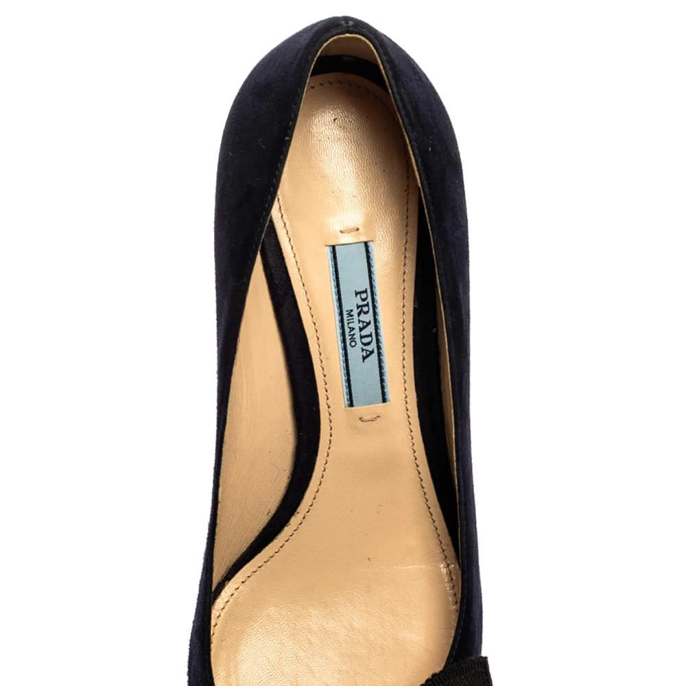 Prada Navy Blue Suede Bow Embellished Pointed Toe Pumps Size 36 商品