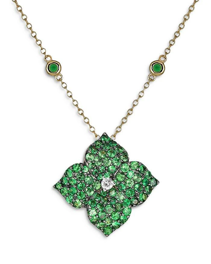 商品Piranesi|18K Yellow Gold Fiore Tsavorite & Diamond Large Flower Pendant Necklace, 16-18"  ,价格¥42125,第1张图片