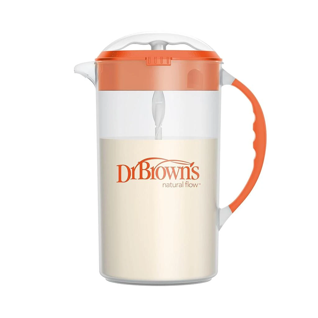 商品Dr. Brown's|Dr. Brown's Baby Formula Mixing Pitcher with Adjustable Stopper, Locking Lid & No Drip Spout, Orange, BPA Free, 36oz, 1 Pack,价格¥83,第1张图片