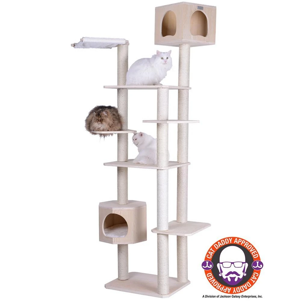 商品Macy's|89" Real Wood Premium Scots Pine, 7-Level Cat Tree With 2 Playhouses,价格¥2590,第2张图片详细描述