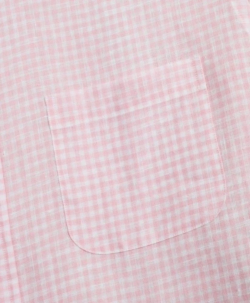 商品Brooks Brothers|Regent Regular-Fit Sport Shirt, Gingham Irish Linen Short-Sleeve,价格¥375,第3张图片详细描述