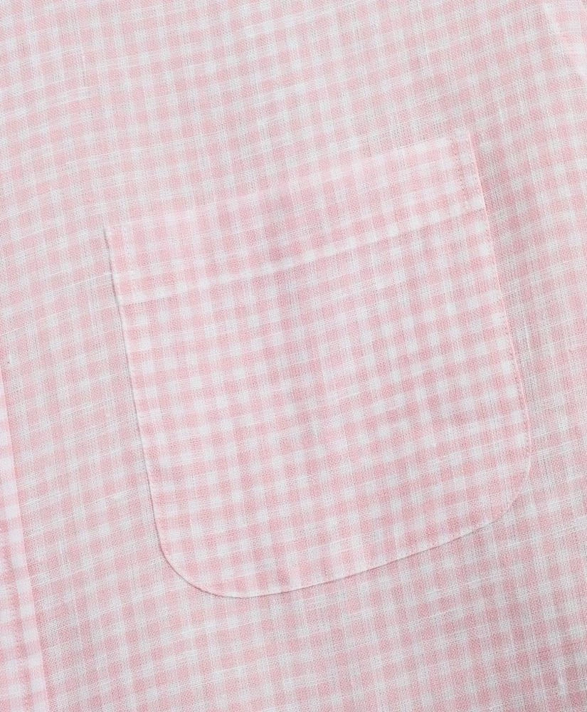 商品Brooks Brothers|Regent Regular-Fit Sport Shirt, Gingham Irish Linen Short-Sleeve,价格¥412,第3张图片详细描述