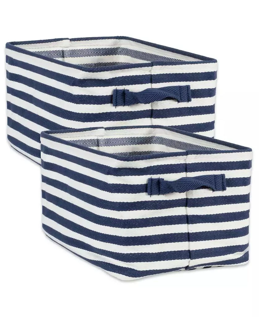 商品Design Imports|Polyethylene Coated Herringbone Woven Cotton Laundry Bin Stripe French Rectangle Small Set of 2,价格¥285,第1张图片
