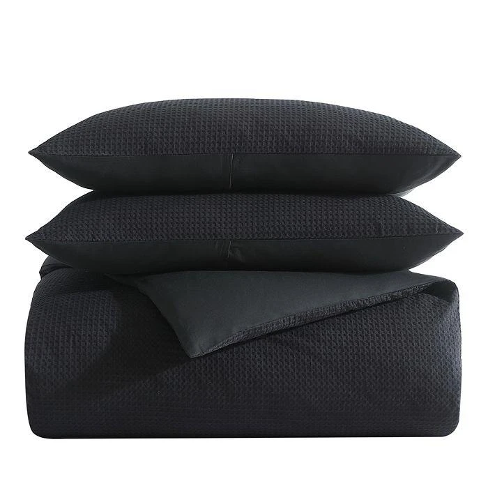 商品Vera Wang|Waffle Pique Black Cotton Duvet Cover Set, Queen,价格¥964,第1张图片详细描述