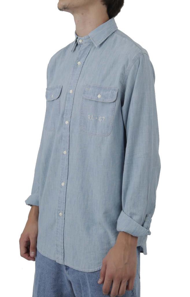 商品Ralph Lauren|Classic Fit Flag Chambray Work Shirt - Light Indigo,价格¥985,第5张图片详细描述