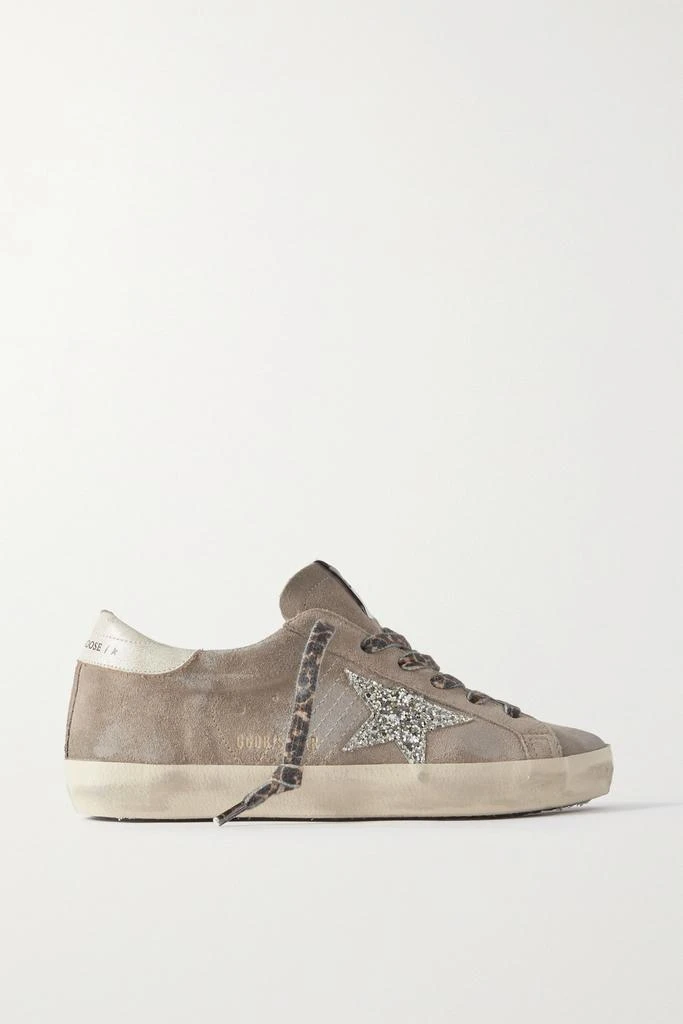 商品Golden Goose|Super-star 皮革边饰仿旧亮片金葱绒面革运动鞋  - IT35,价格¥5140,第1张图片