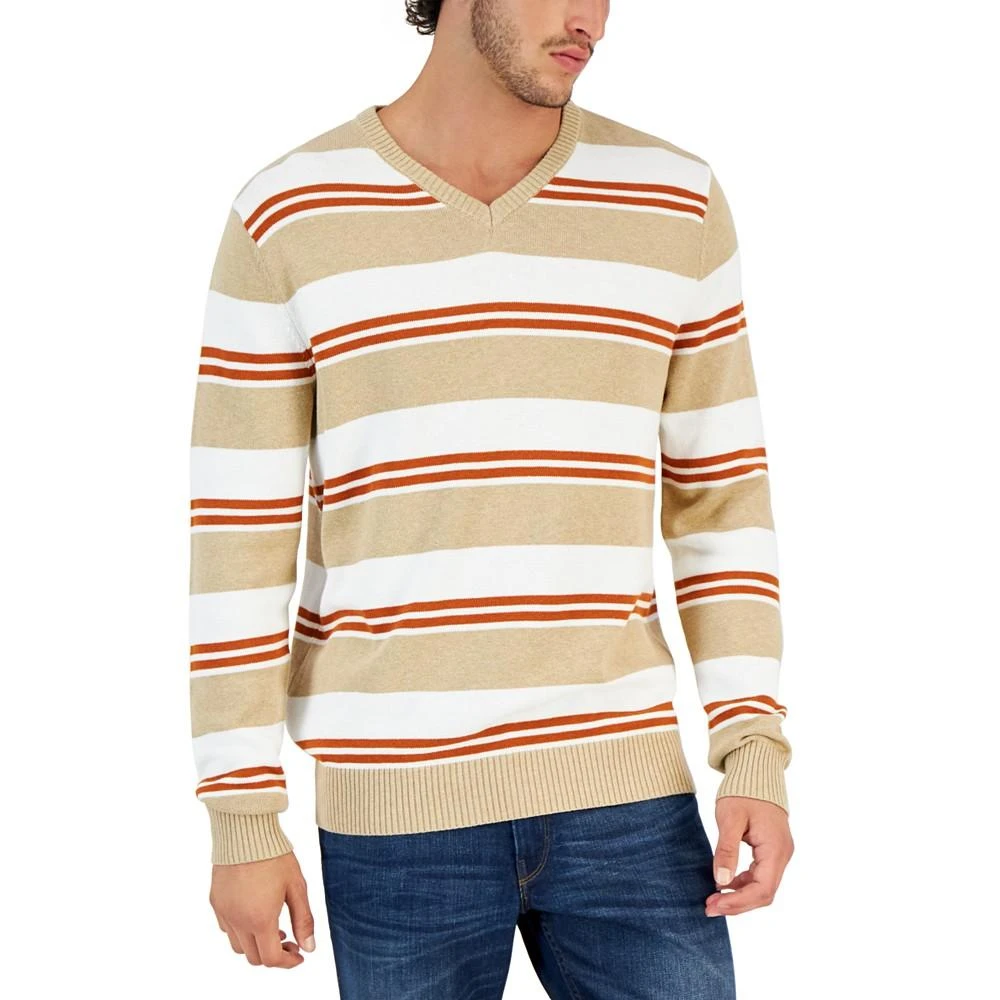 商品Club Room|Men's Striped V-Neck Sweater, Created for Macy's,价格¥94,第1张图片