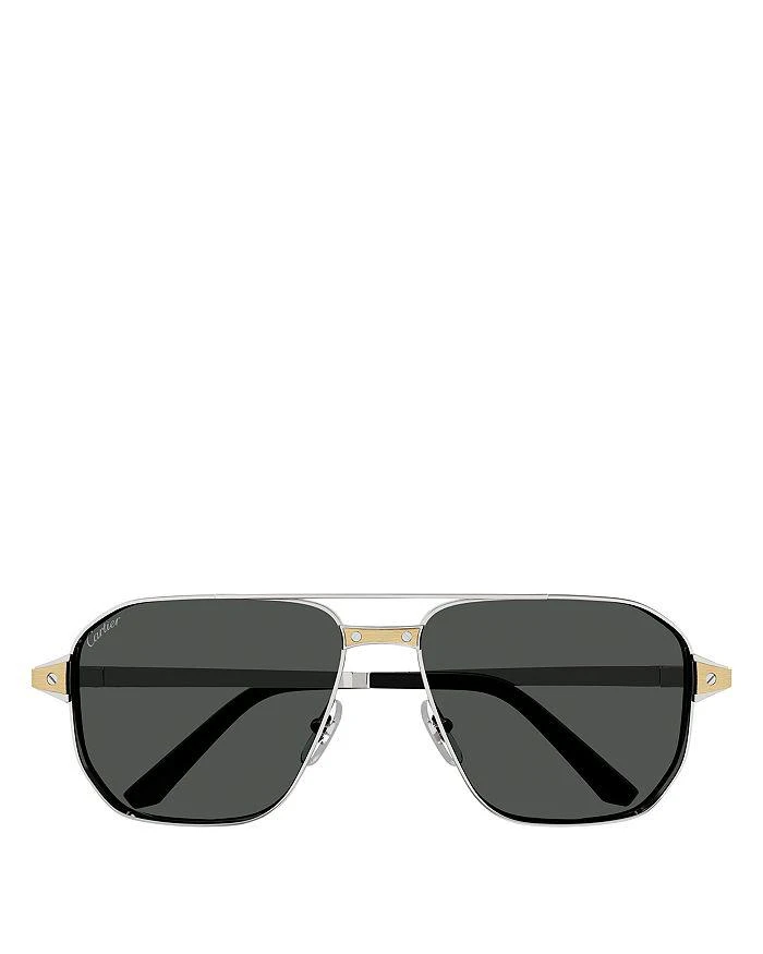 商品Cartier|Santos Evolution Platinum & 24K Gold Plated Navigator Sunglasses, 59mm,价格¥11971,第2张图片详细描述