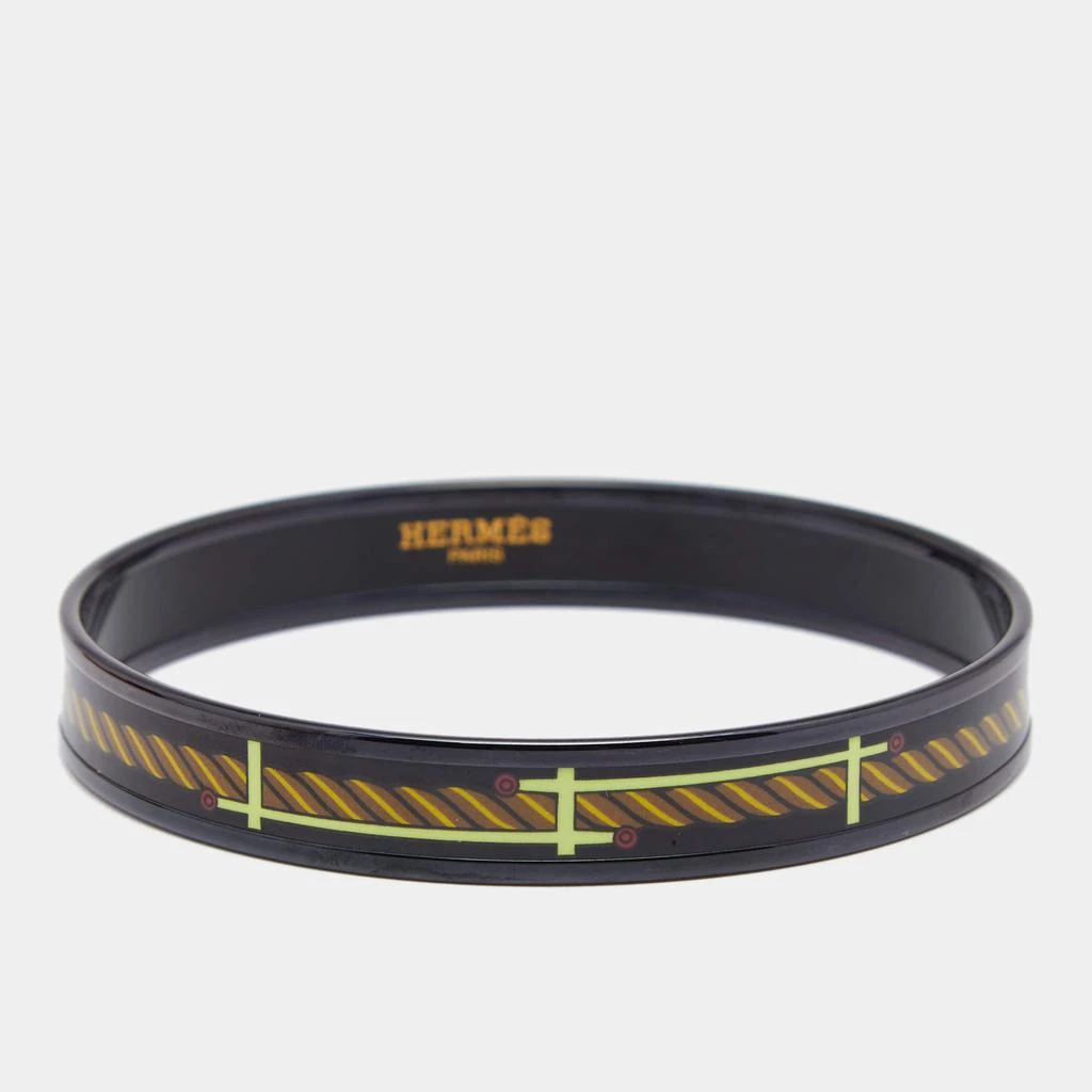 商品[二手商品] Hermes|Hermès 14 Africa Quadrige Narrow Enamel PVD Plated Bangle Bracelet,价格¥3847,第1张图片