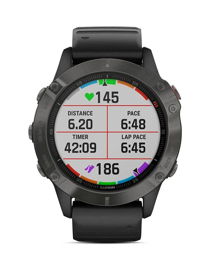 Fenix 6 Silicone Strap Carbon Gray DLC Black Band Smartwatch, 47mm 商品