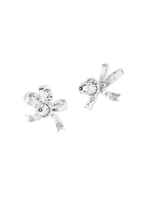 Volta Rhodium-Plated & Crystal Bow Stud Earrings商品第3张图片规格展示