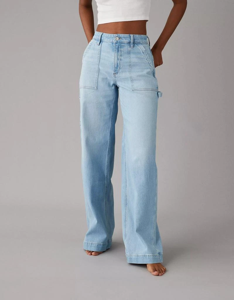 商品AE|AE Dreamy Drape Stretch Super High-Waisted Baggy Wide-Leg Jean,价格¥322,第1张图片