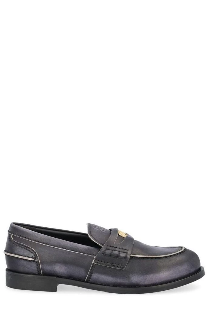 商品Miu Miu|Miu Miu Logo Detailed Slip-On Penny Loafers,价格¥6069,第1张图片