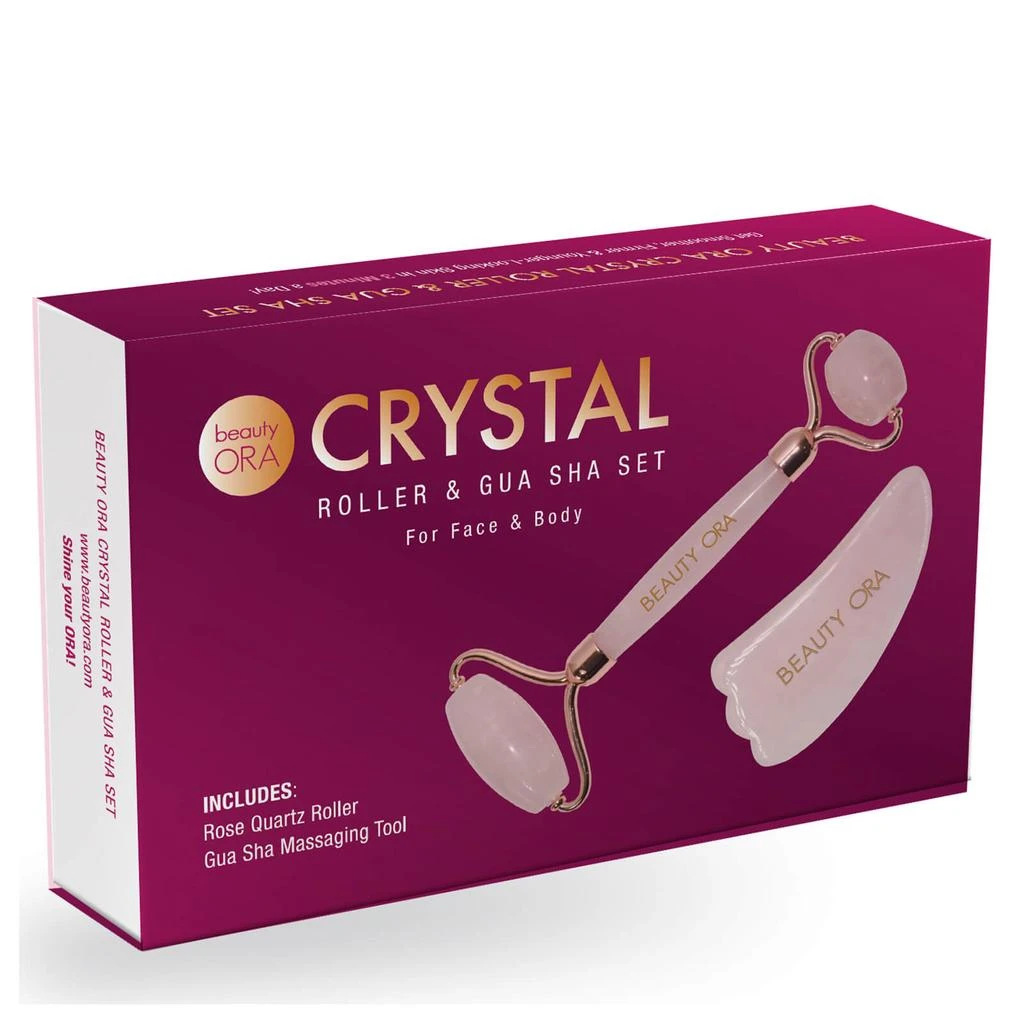 商品Beauty ORA|Beauty ORA Crystal Roller and Gua Sha Set for Face and Body - Rose Quartz,价格¥499,第1张图片