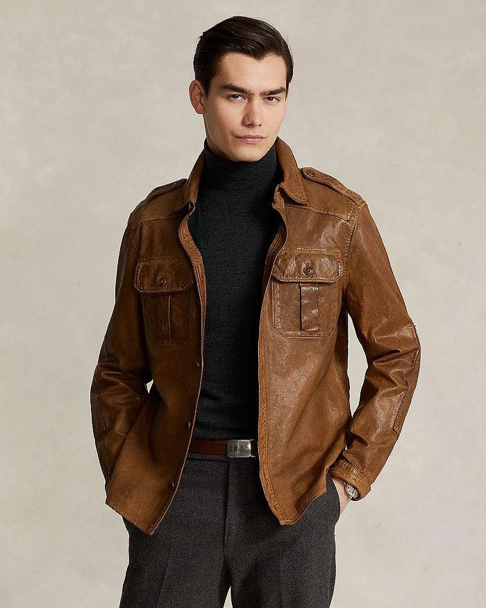 商品Ralph Lauren|Washed Leather Utility Jacket,价格¥4006,第1张图片详细描述