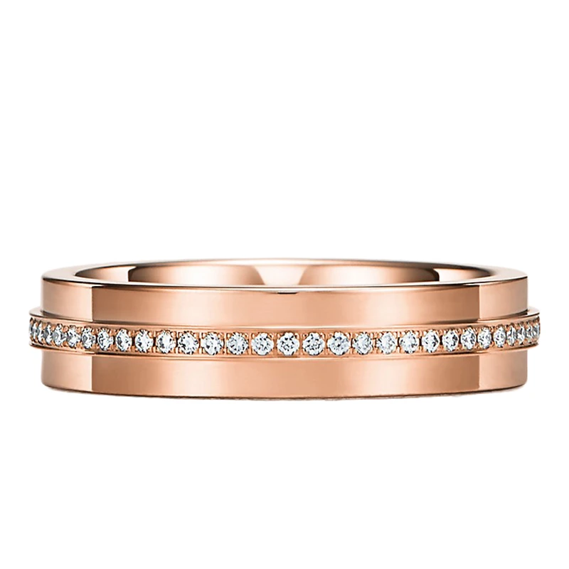   Tiffany & Co./蒂芙尼 18K金 玫瑰金 镶钻窄式戒指GRP09678 商品