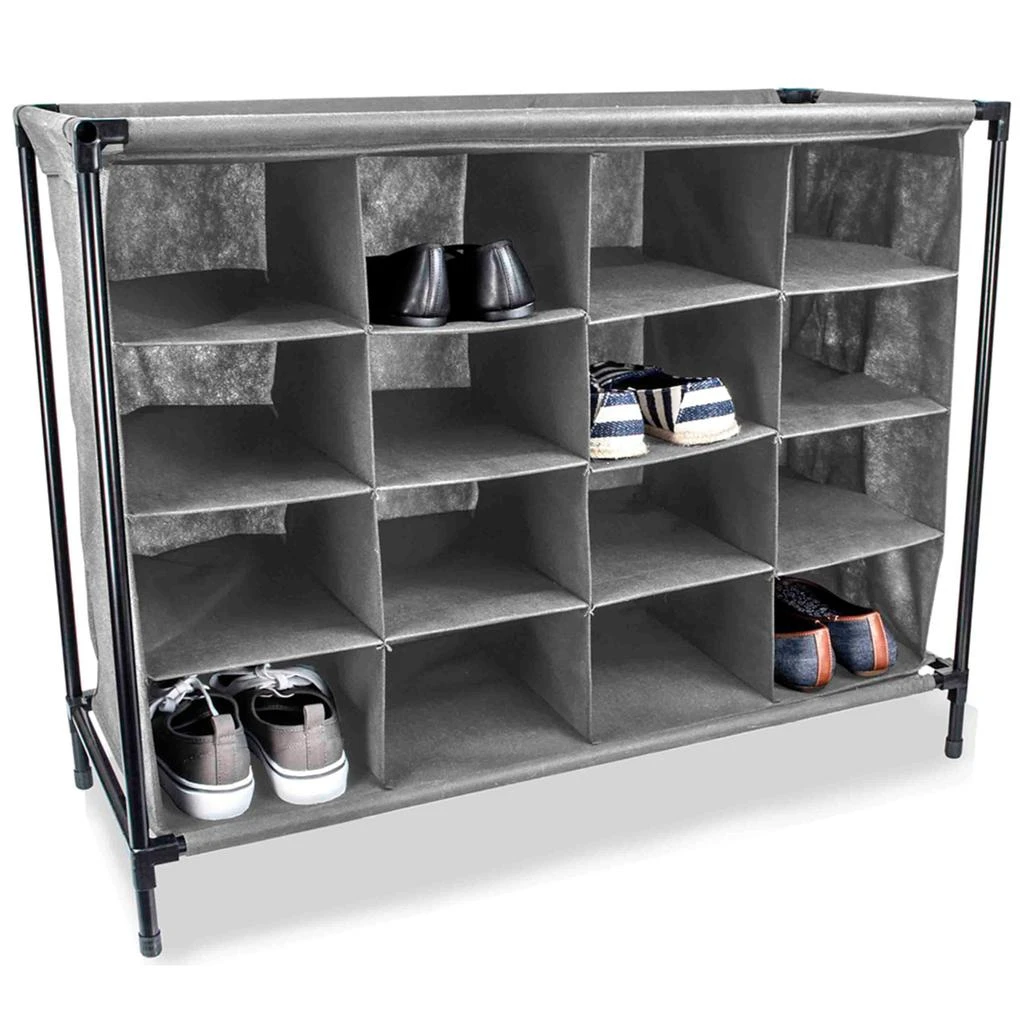 商品Home Basics|Home Basics 16 Pair Non-Woven Shoe Rack, Grey,价格¥237,第1张图片