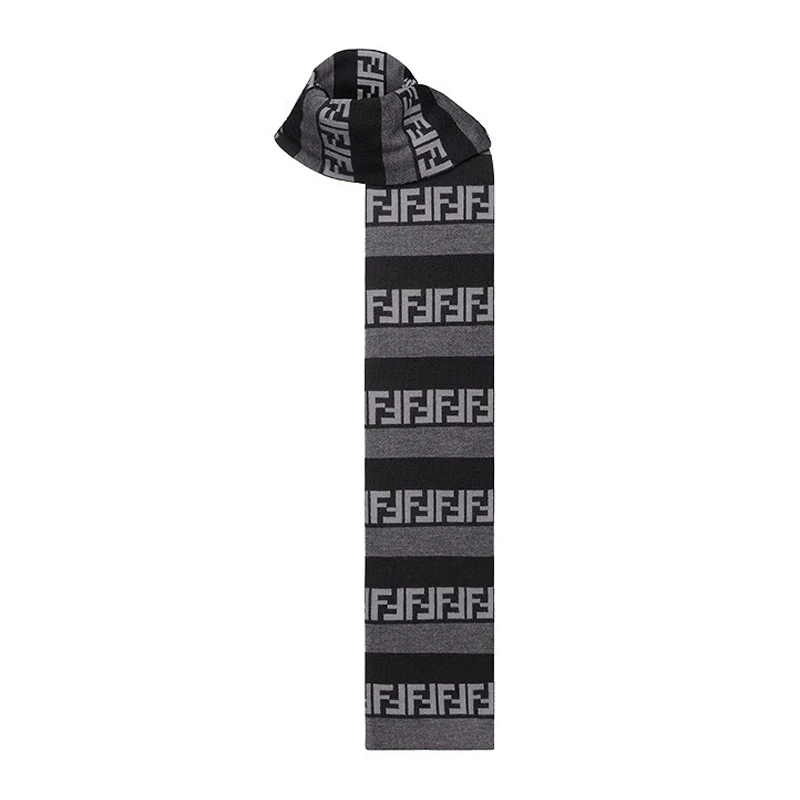 FENDI 男士黑灰拼色围巾 FXS124-AH84-F13C0 商品