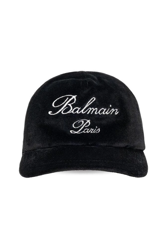 商品Balmain|Balmain Kids Logo Embroidered Velour Cap,价格¥761,第1张图片