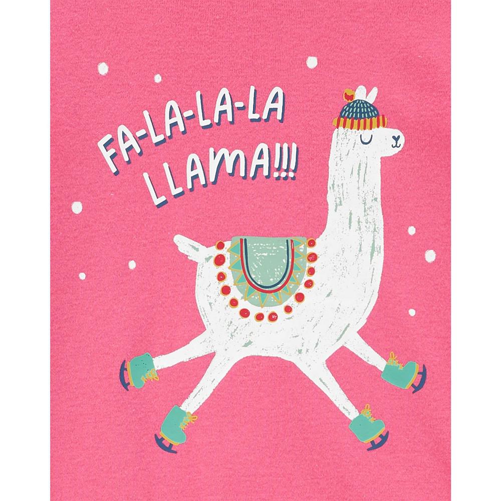 Little Girls Christmas Llama Snug Fit Pajama, 2 Piece Set商品第2张图片规格展示