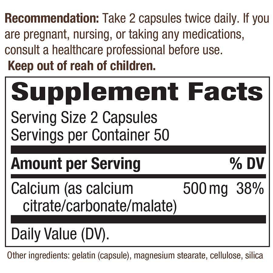 商品Nature's Way|Calcium Citrate Capsules,价格¥86,第4张图片详细描述