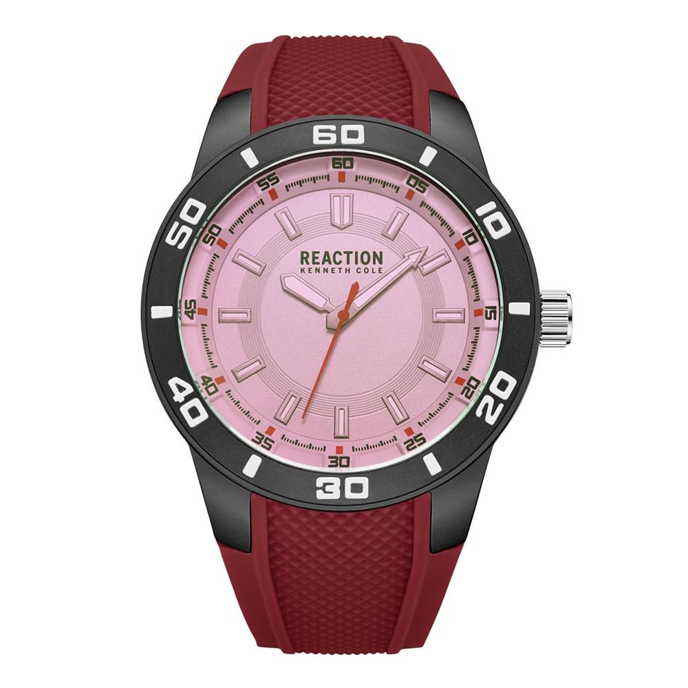 Men's Sporty Three Hand Red Silicon Strap Watch, 49mm商品第1张图片规格展示