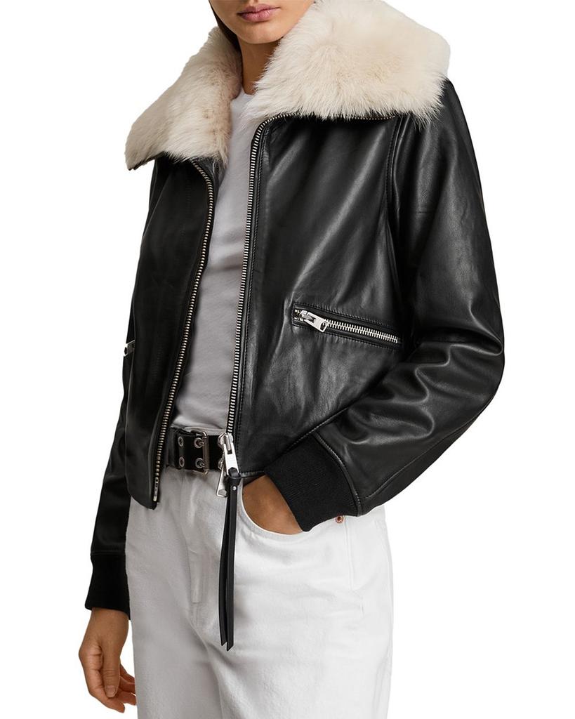 Wisley Shearling Trim Leather Jacket商品第6张图片规格展示