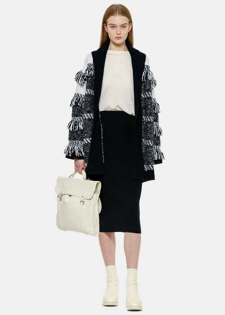 商品MATILDE CASHMERE|Matilde Cashmere Navy & Ice White Fringed Wrap Coat,价格¥4347,第5张图片详细描述