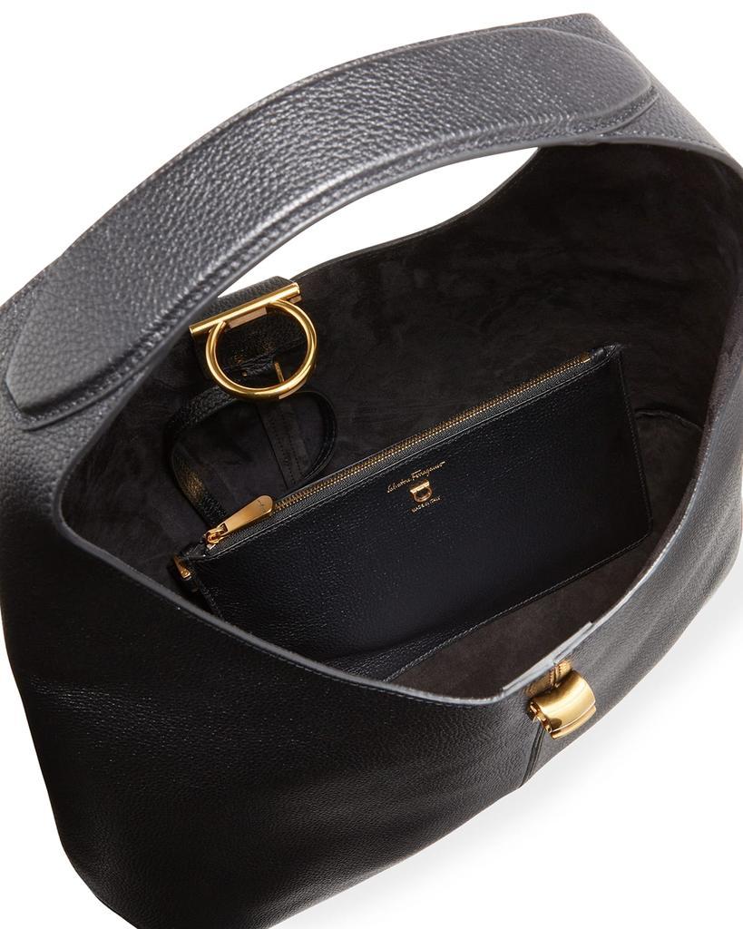 商品Salvatore Ferragamo|Margot Gancio Pebbled Leather Hobo Bag,价格¥16827,第4张图片详细描述