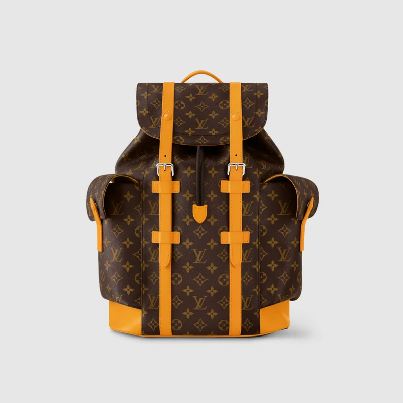 商品Louis Vuitton|【预售十天】路易威登 男士棕色/黄色老花帆布/牛皮双肩包 M13202,价格¥25734,第1张图片