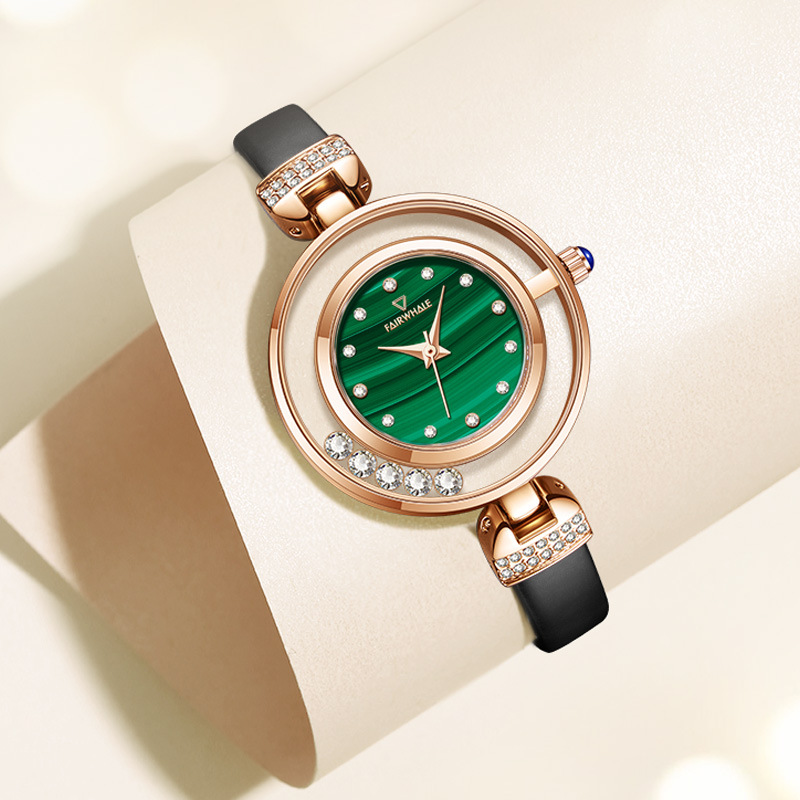 马克华菲品牌手表时尚快乐钻石系列女士小绿表石英表商品第3张图片规格展示