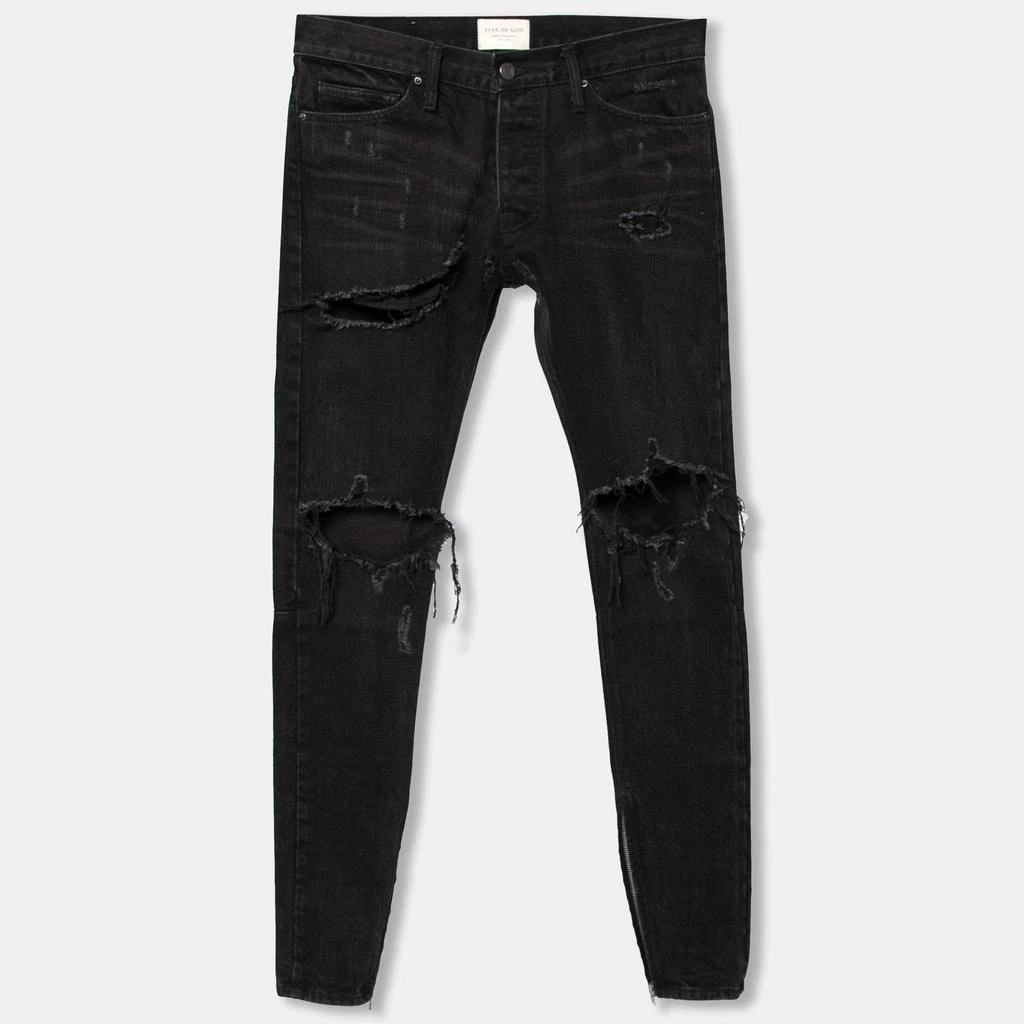 商品[二手商品] Fear of god|Fear of God Fourth Collection Black Distressed Zipped Hem Jeans M,价格¥5150,第1张图片