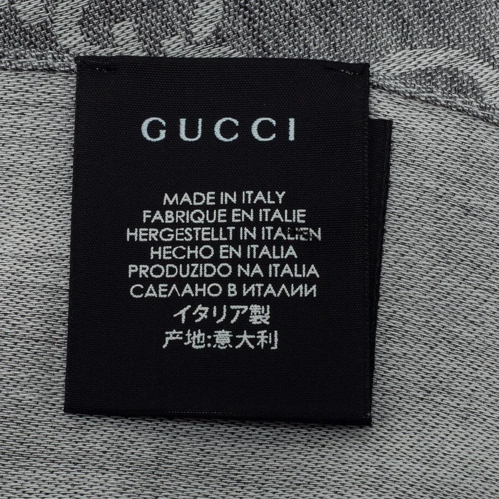 Gucci Grey GG Monogram Wool & Silk Fringed Scarf 商品