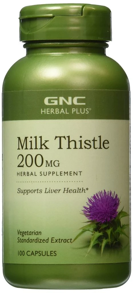 商品GNC|GNC Herbal Plus Milk Thistle, 200mg, Vegetarian Capsules, 100 ea,价格¥213,第1张图片