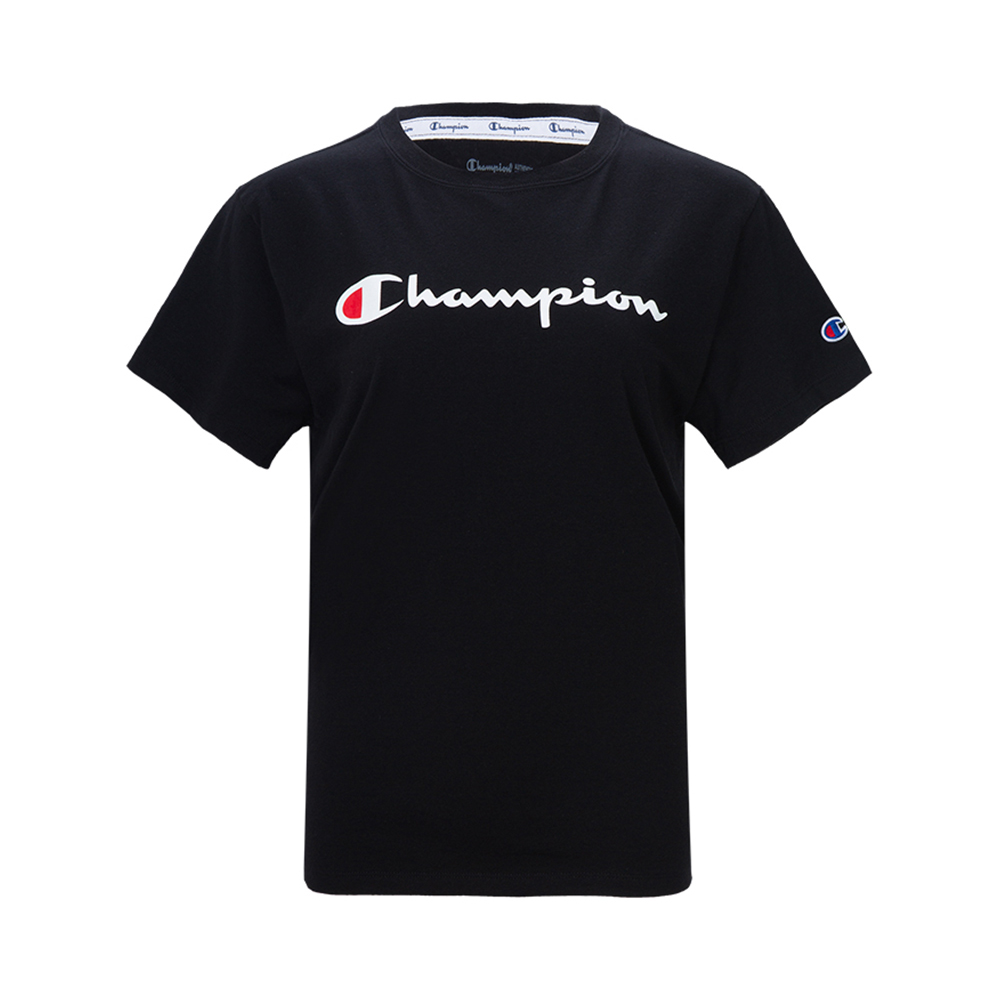 Champion 女士黑色刺绣字母T恤 GT18H-Y08113-001商品第1张图片规格展示
