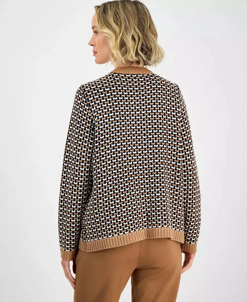 商品Kasper|Women's Textured Contrast-Trim Cardigan, Regular & Petite,价格¥660,第4张图片详细描述