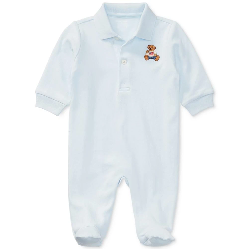 商品Ralph Lauren|Baby Boys Embroidered Polo Bear Cotton Coverall,价格¥236,第1张图片